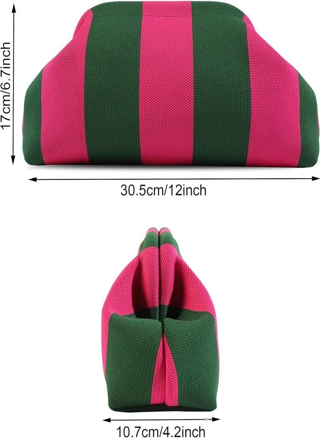 كون حقيبة يد نسائية من Kawn® بتصميم كروشيه مخطط | حقيبة كتف منسوجة يدوياً | حقيبة يد أنيقة بتصميم مميز وقفل كبس، مناسبة للاستخدام اليومي والنزهات - Image 5